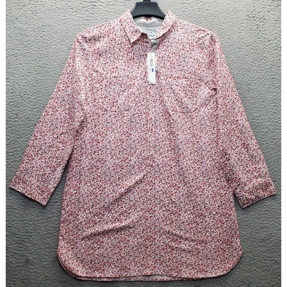 Jane & Bleecker New York Tunic Pajama Shirt Womens XL Multicolor Floral Flannel